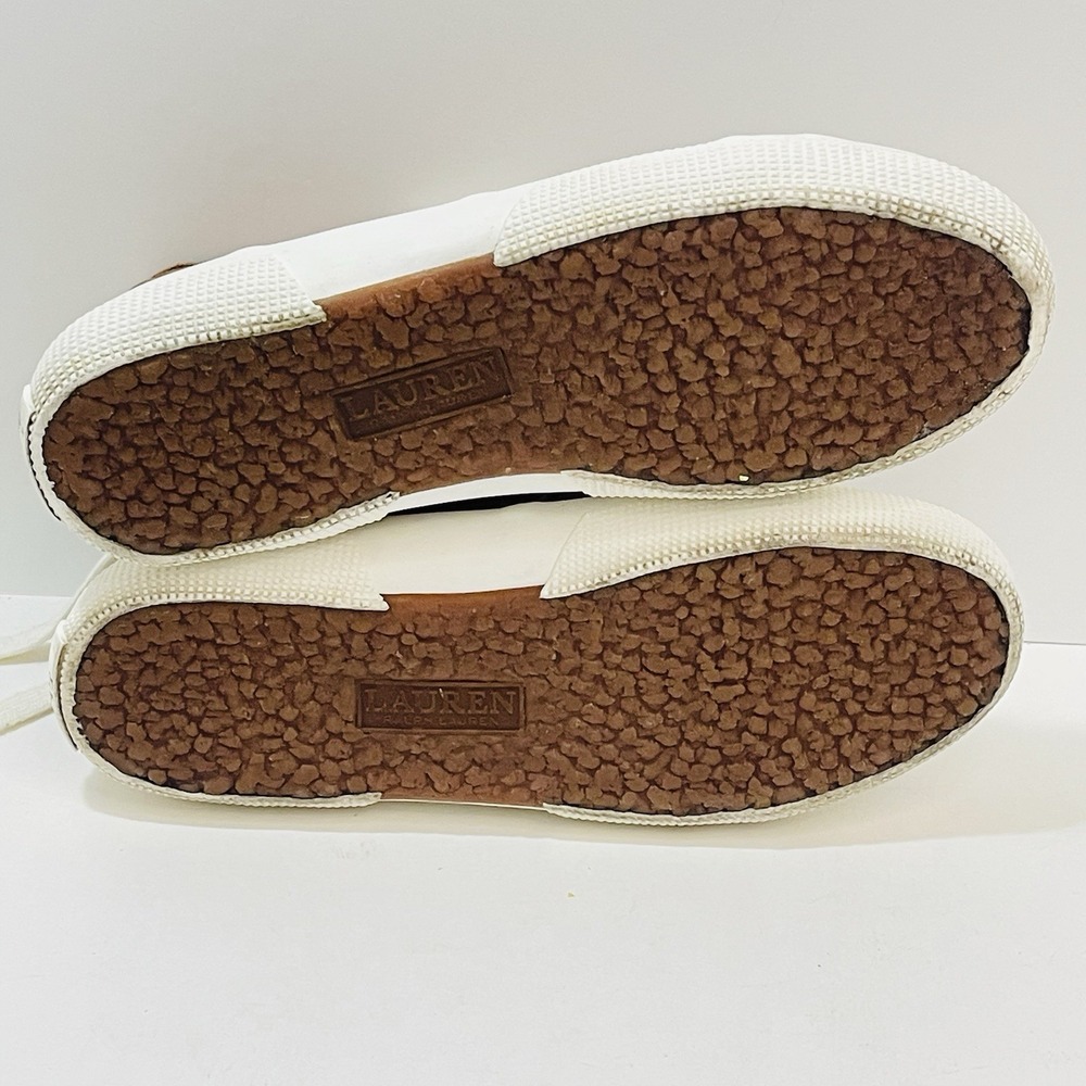 Ralph Lauren Women's Brown Tan High Top Lace Up Leather Sneakers High Tops Sz 6B - Picture 9 of 9